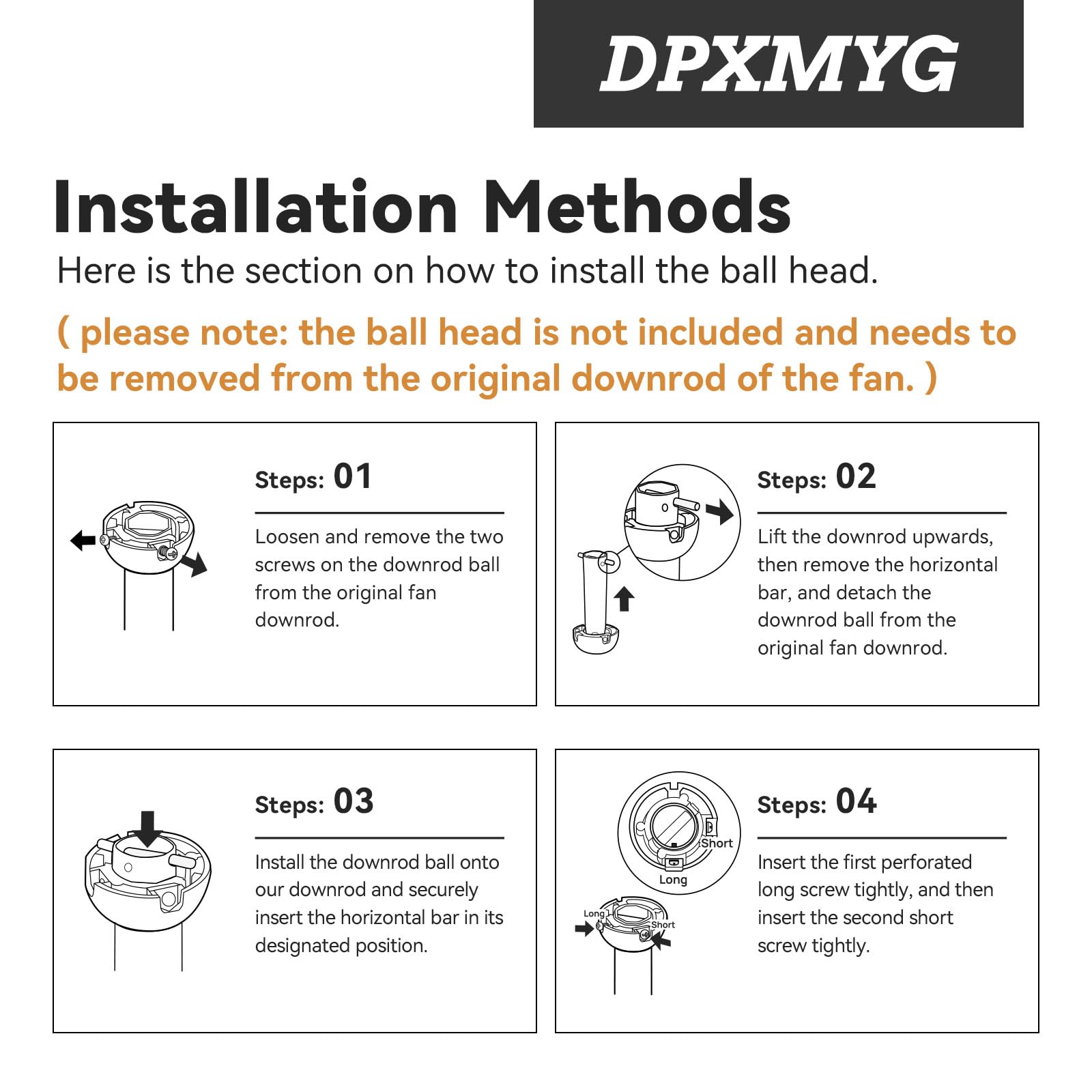 72 Inch Ceiling Fan Downrod with 6FT Extension Cord - 1 Inch OD Black Non-Threaded Downrod for Ceiling Fan Installation - Perfect for Living Room, Bedroom, and Outdoor Patio Cooling
