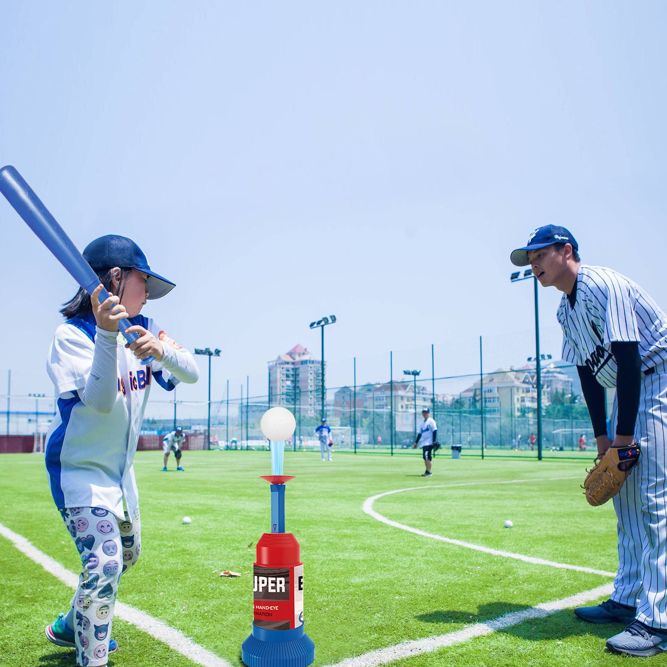 Little Bado Kids Baseball Tee & T Ball Set for Toddlers & Kids Ages 3-12 | Includes 3 Balls, Teeball Batting Tee, Outdoor Sports Toy for Boys & Girls | Perfect for Backyard Play, Family Fun, and Youth Sports Training