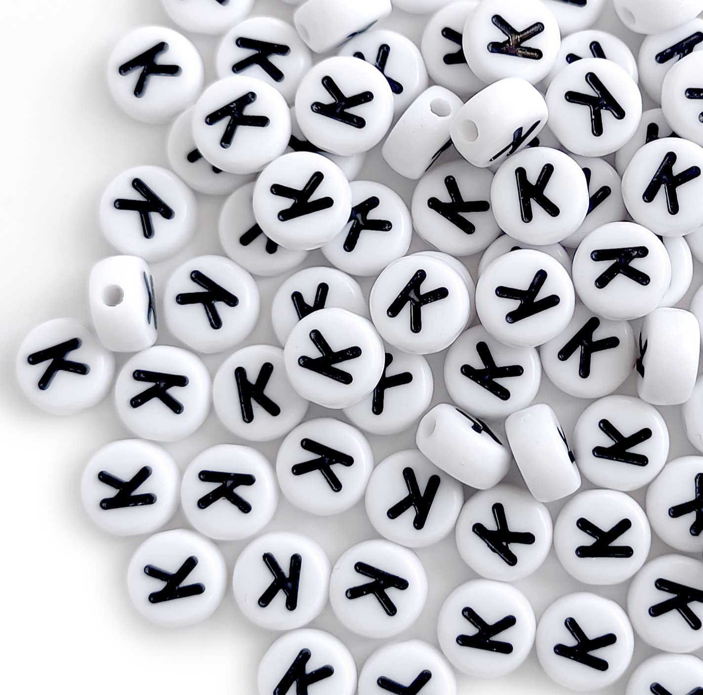 100PCS White Round Acrylic Alphabet Letter Beads (4x7mm) - Perfect for DIY Jewelry Making, Bracelets, Necklaces & Keychains - Great for Crafting, Personalized Gifts & Kids Beading Projects