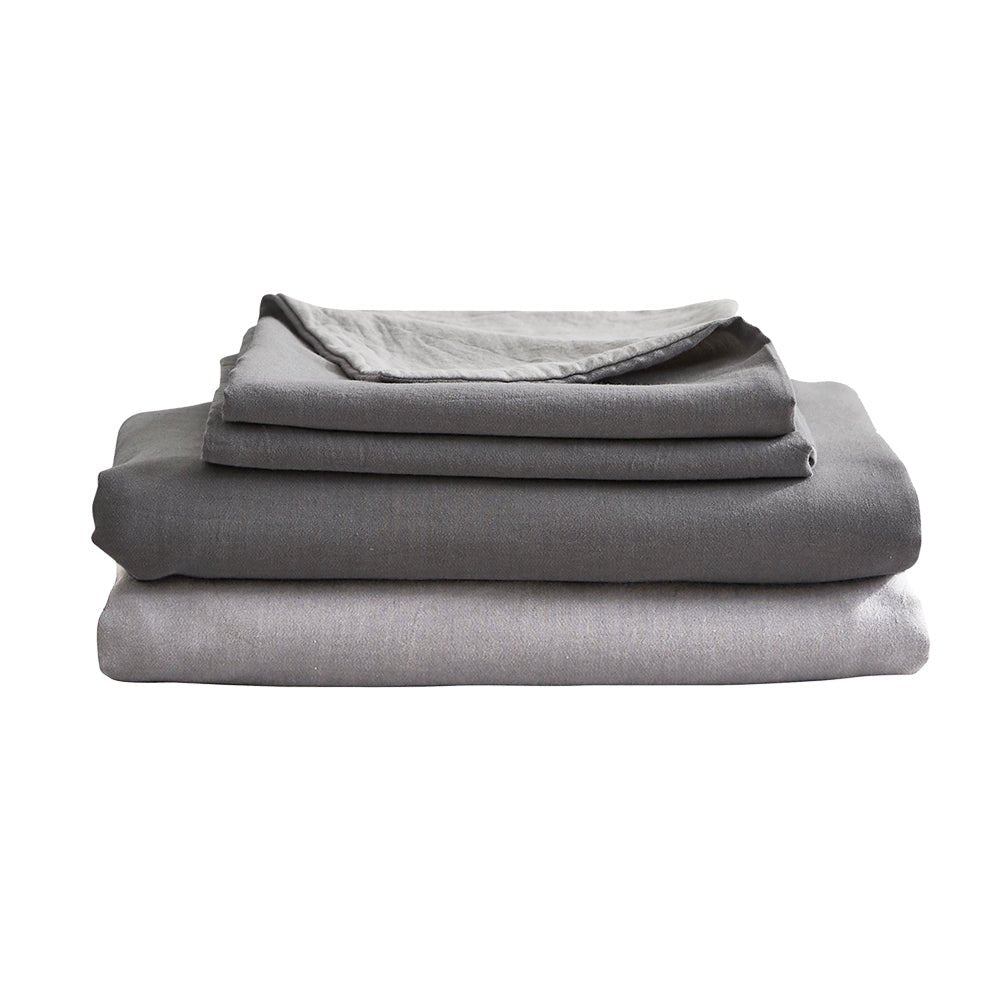 Premium 100% Cotton Grey Luxury Sheet Set - Queen Size Bedding with Flat Sheet, Fitted Sheet & Pillowcases for Ultimate Comfort & Softness | Perfect for Master Bedrooms, Guest Rooms & Cozy Home Decor
