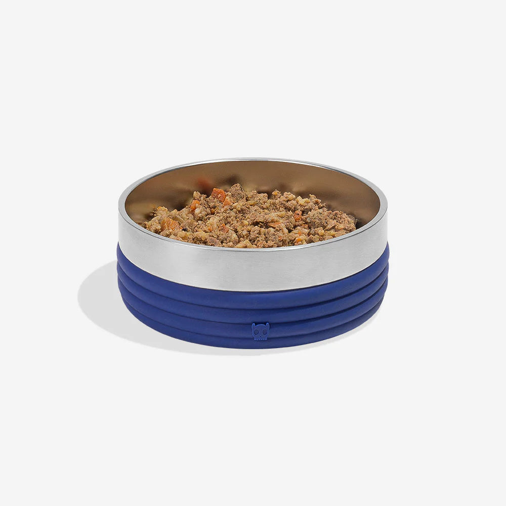Zee.Dog Plato Tuff Bowl - 1.2L Durable Pet Food Dish with Non-Slip Base, Perfect for Dogs & Cats - Ideal for Home, Travel & Outdoor Use (Azul Rings Design)