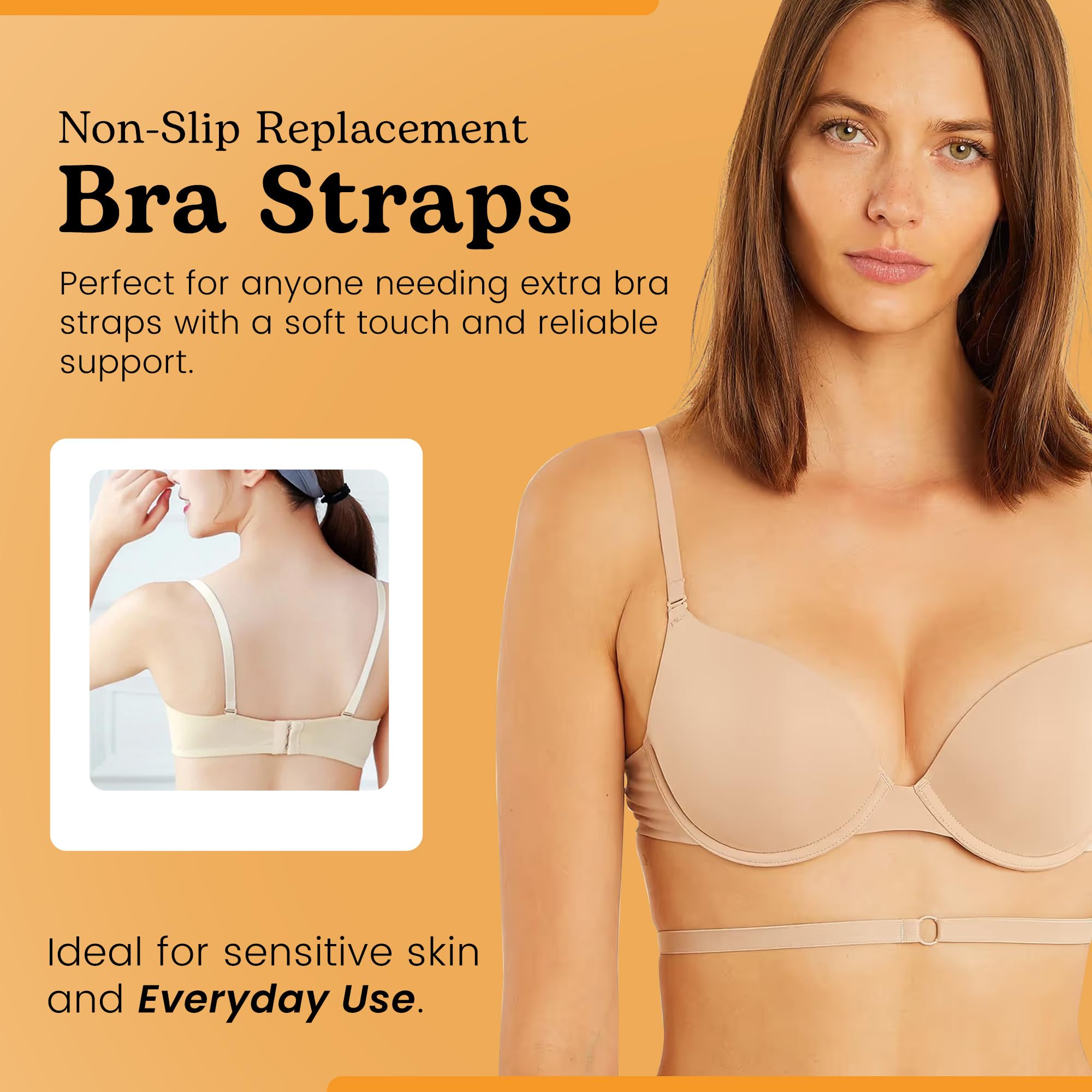 ShirazO Adjustable Bra Straps for Women - High Elastic Non-Slip Replacement Bra Straps with Clips, Soft Plush Back & Extra Long Length (2-Pack) | Perfect for Sports Bras, Tank Tops & Everyday Comfort