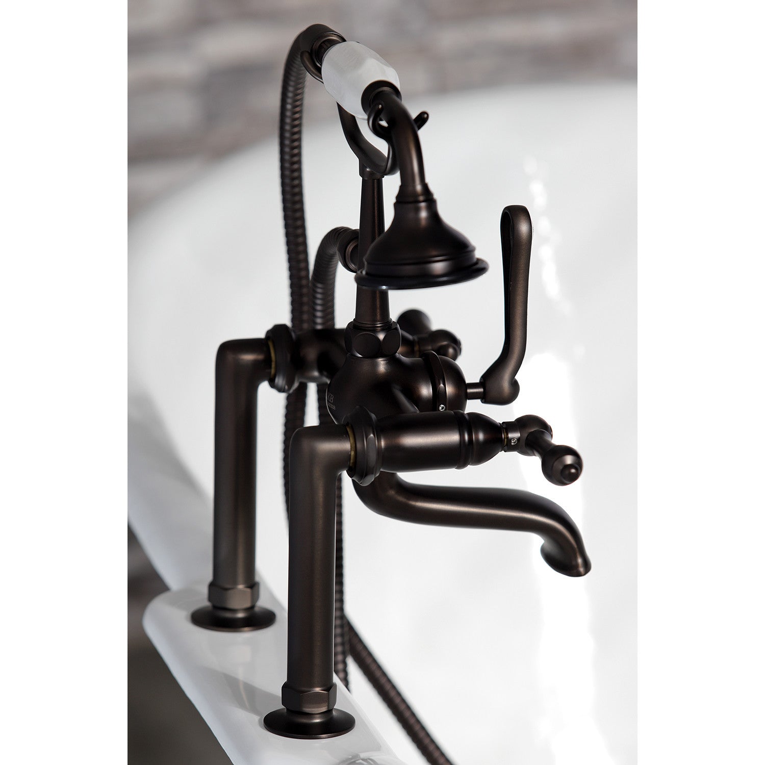 Vintage Clawfoot Tub Faucet with Hand Shower - Oil Rubbed Bronze 3-Handle 2-Hole Deck Mount Bathroom Fixture for Classic & Modern Bathrooms
