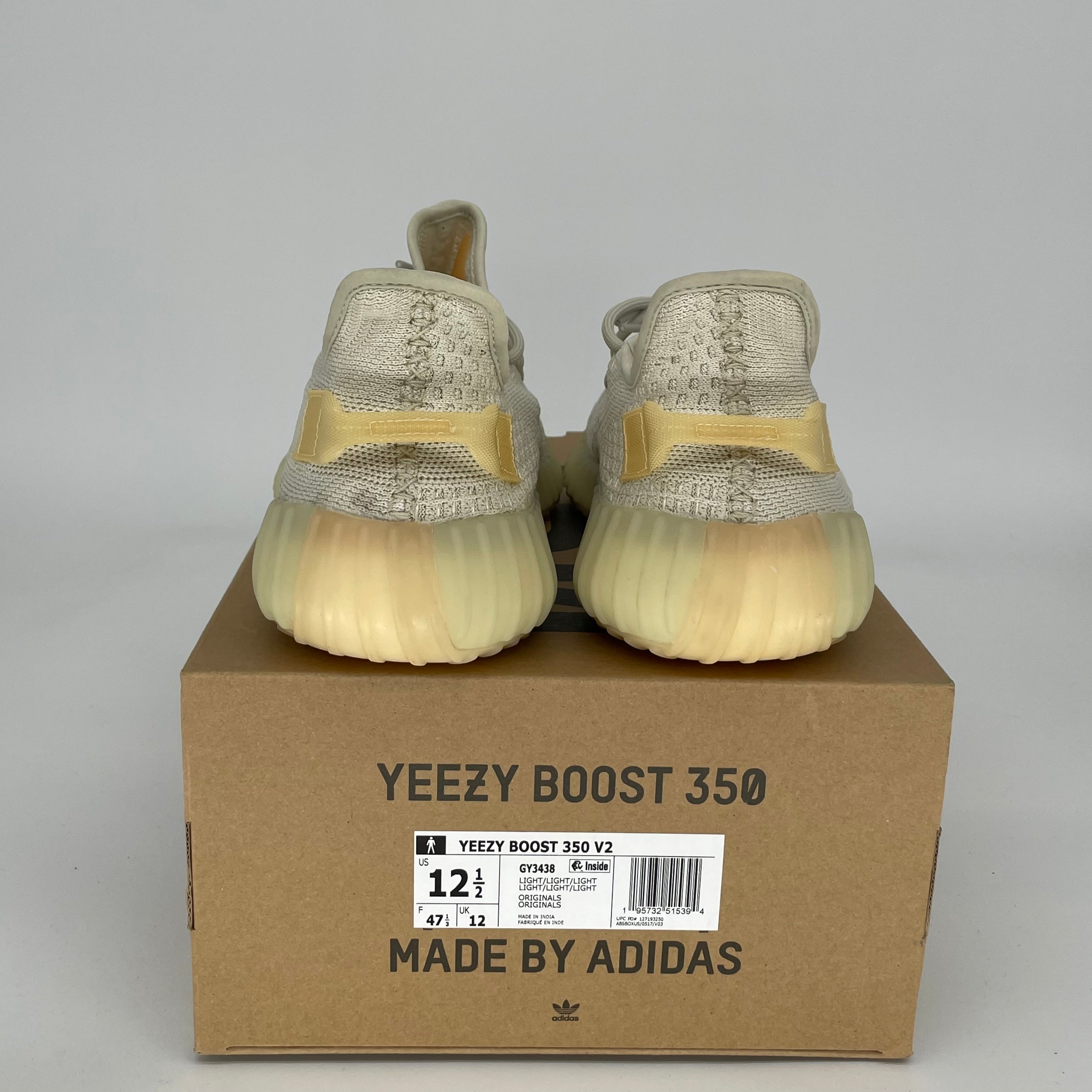 Adidas Yeezy Boost 350 V2 Light Sneakers - Size 12.5 (GY3438) | Men's Running Shoes for Casual Wear & Gym Workouts