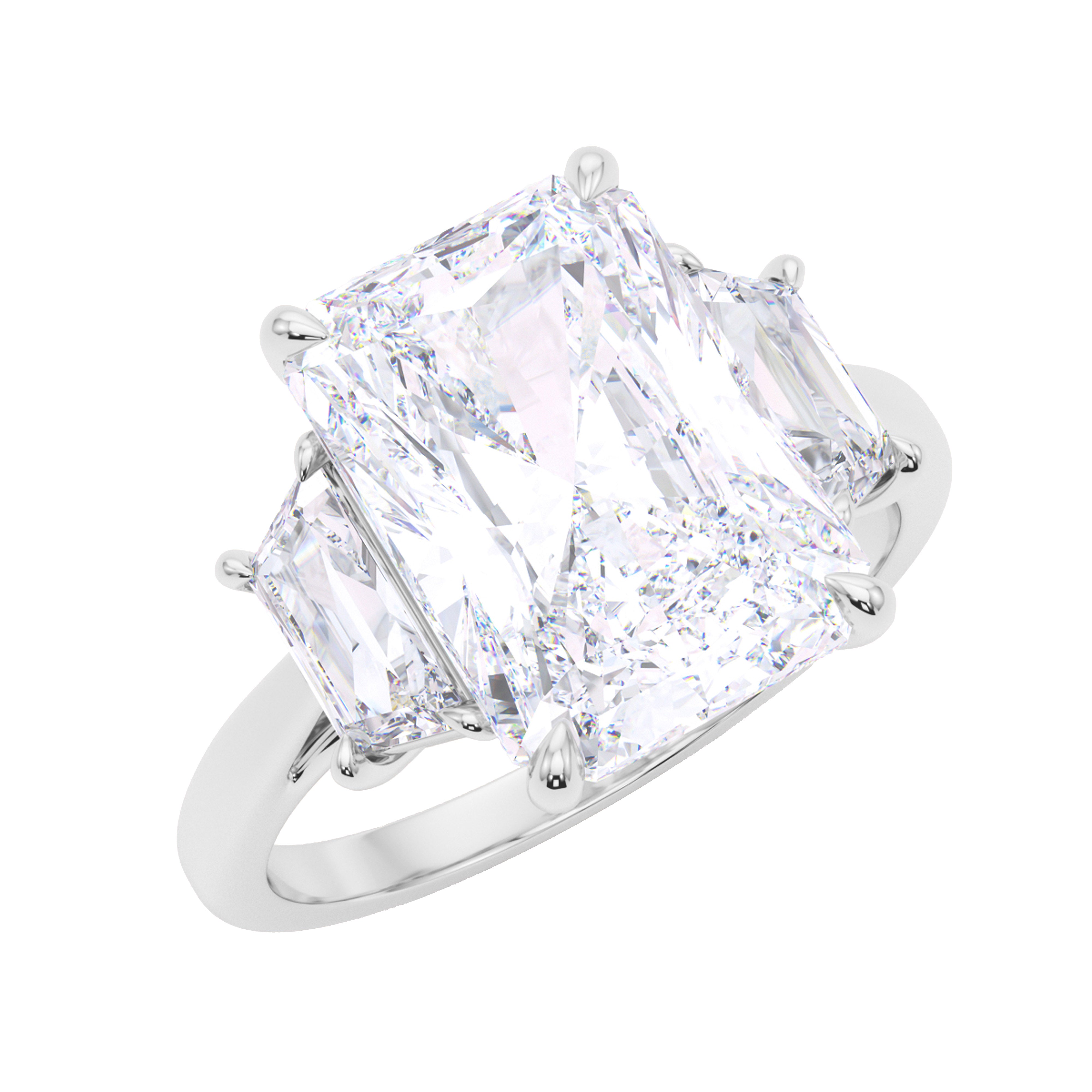 3 Stone Radiant Cut Diamond Engagement Ring for Women - 14K White Gold Wedding Band, Anniversary Gift, Bridal Jewelry for Proposals & Special Occasions