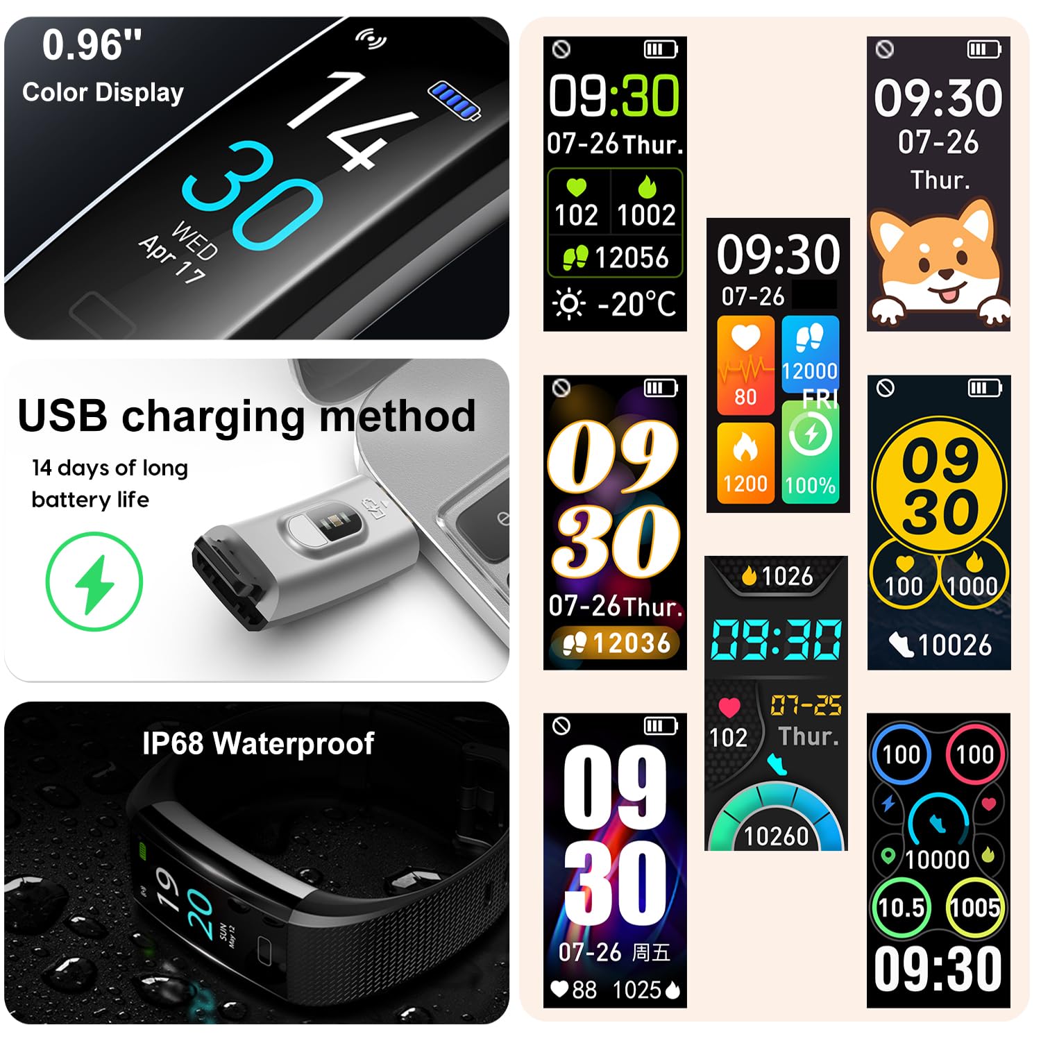 **ENGERWALL Fitness Tracker with Heart Rate Monitor, Step Counter, Calorie & Sleep Tracking - IP68 Waterproof Activity Tracker, Pedometer Watch for Women, Men & Kids - Perfect for Running, Gym & Daily Health Monitoring**