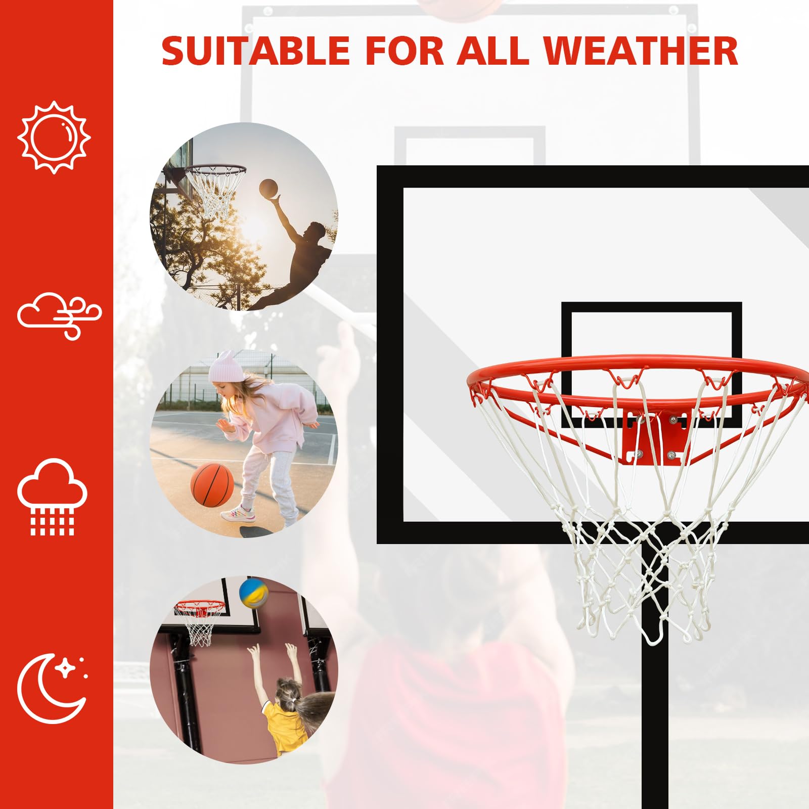 Glow in The Dark Basketball Net - LED Light Up Basketball Hoop Net for Outdoor & Indoor Use - All Weather Durable Replacement Net for Night Games & Backyard Fun