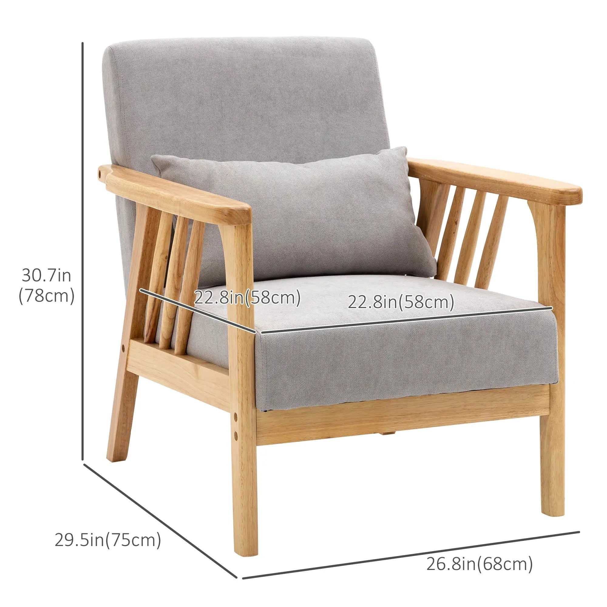 Premium Upholstered Lounge Chair with Sturdy Rubber Wood Frame - Includes Throw Pillows & Comfortable Cushion - 2 Color Options - Perfect for Living Room, Bedroom or Office Relaxation