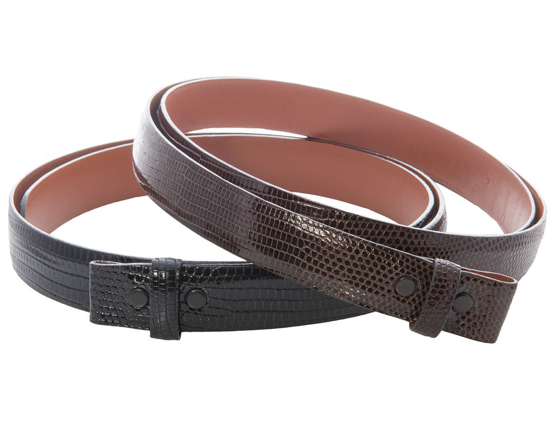 Premium Genuine Brown Lizard Skin Belt for Men - High Gloss Finish - Adjustable Dress Belt for Business, Office & Formal Occasions