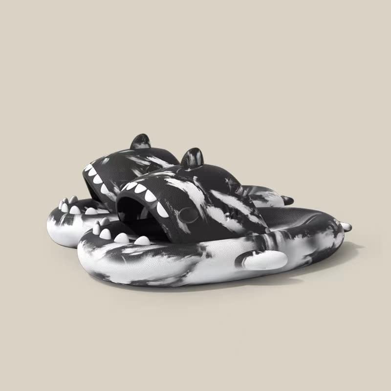 Linasir Cute Cartoon Shark Slippers for Men & Women - Quick Drying, Non-Slip Bathroom & Gym House Slippers with Soft Sole & Open Toe - EVA Platform Comfort - Size D, EUR40/41 - Perfect for Indoor, Spa, Poolside & Lounge Wear