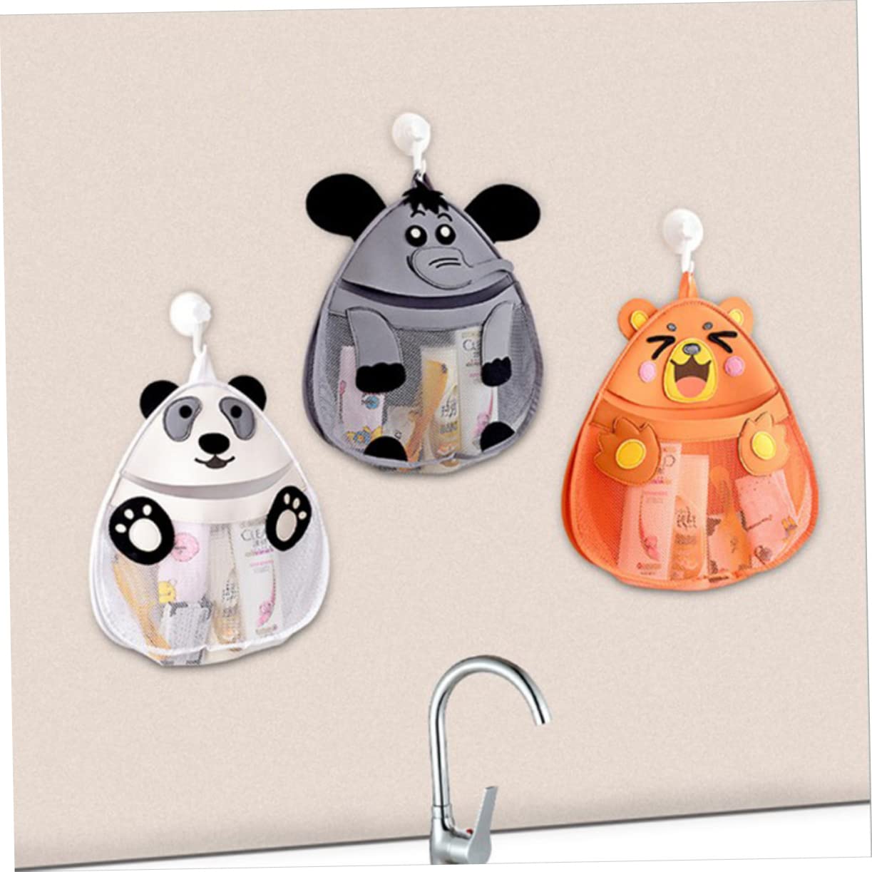 UPKOCH 3-Piece Cartoon Mesh Toy Storage Bags - Waterproof Bath Toy Organizer for Kids Bathroom, Bathtub & Playroom - Perfect for Storing Bath Toys, Stuffed Animals & Small Accessories