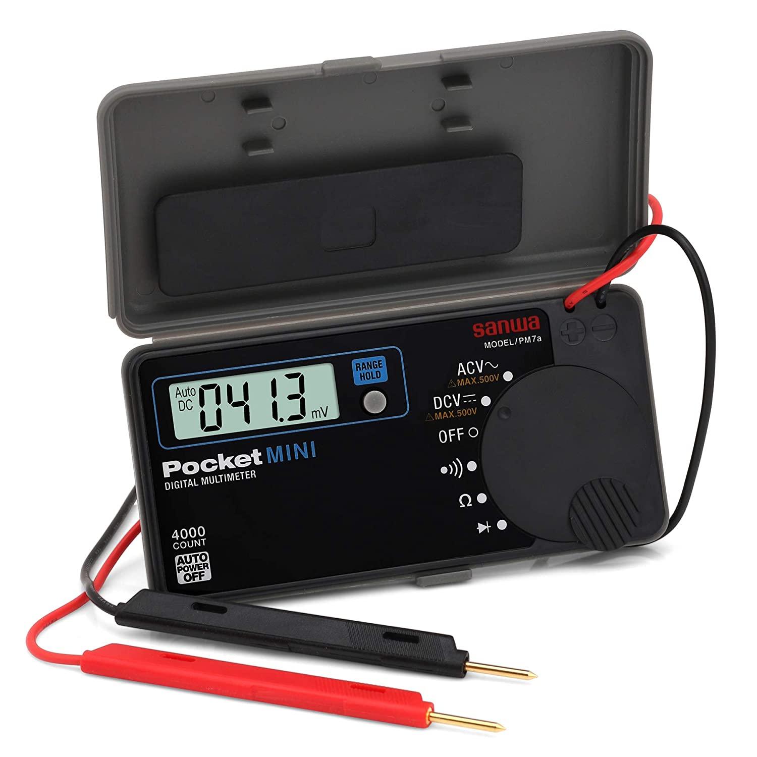 PM7a Pocket Size Digital Multimeter with Built-In Case - Compact Electrical Tester for Home, Car, and DIY Projects