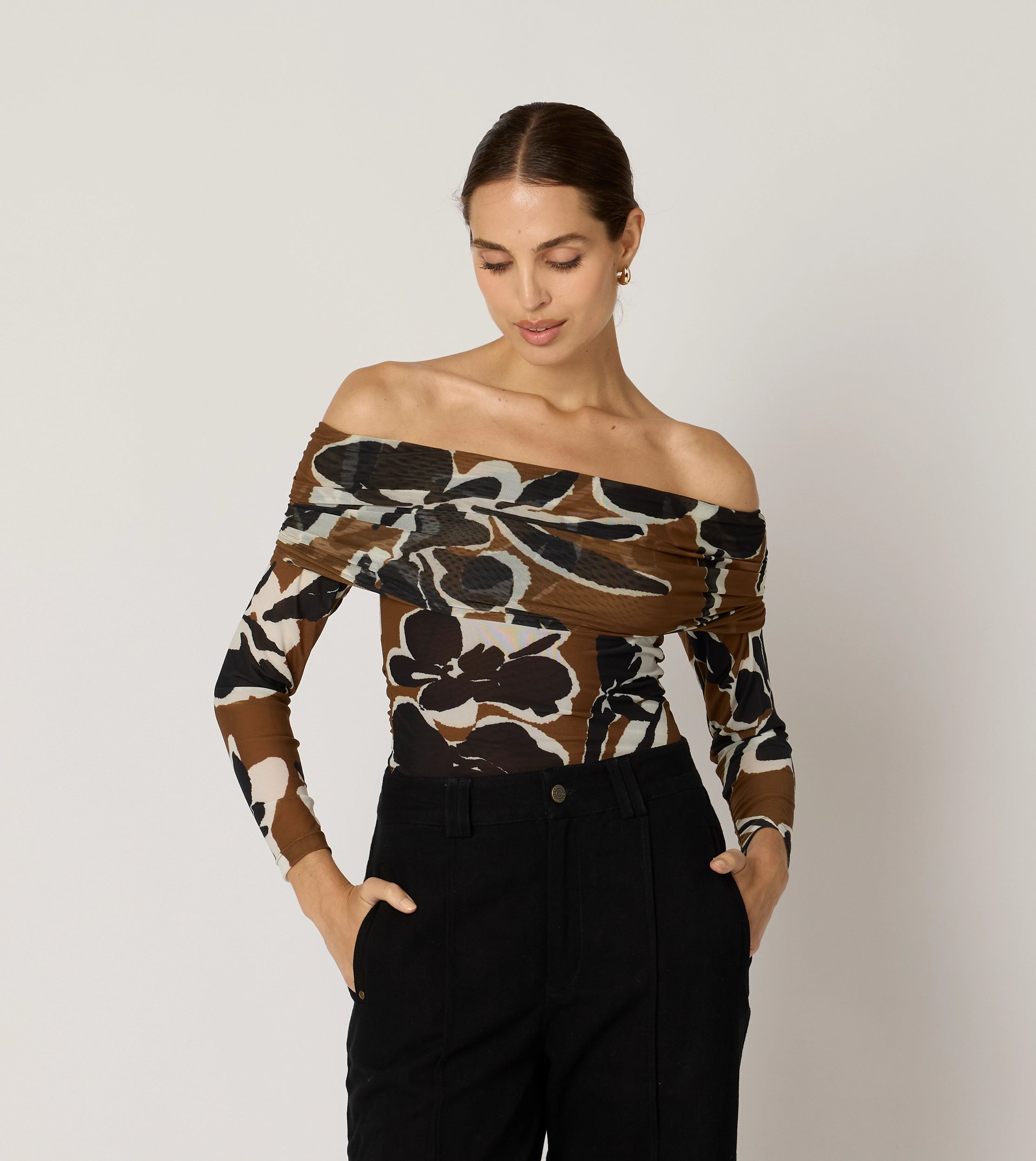 Penelope Top | Smoked Clover Floral Print Blouse - Women's Elegant Casual Shirt for Office, Date Night & Spring Outfits