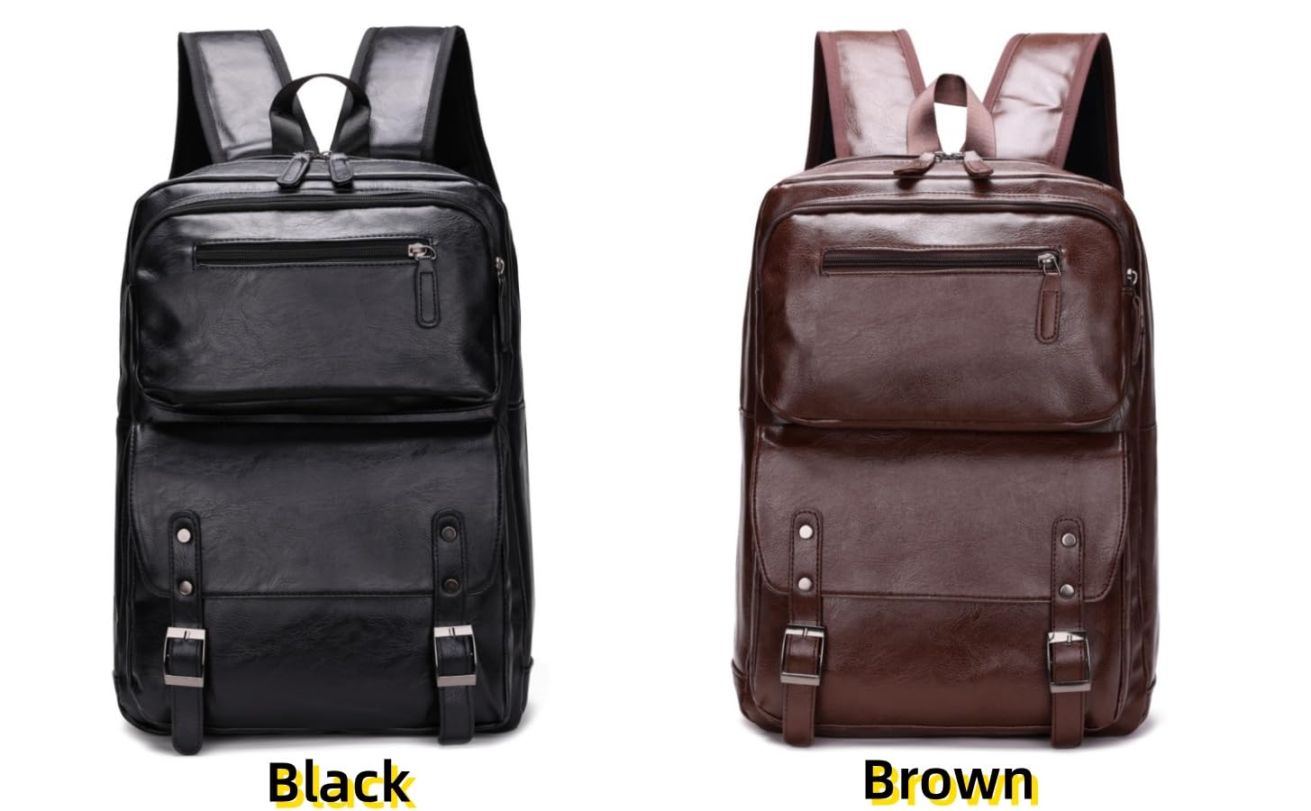 Premium PU Leather Casual Backpack for Men - Stylish Laptop Backpack for College & Daily Commuter - Large Capacity Work Bag (Brown) | Perfect for Office, School & Travel Use