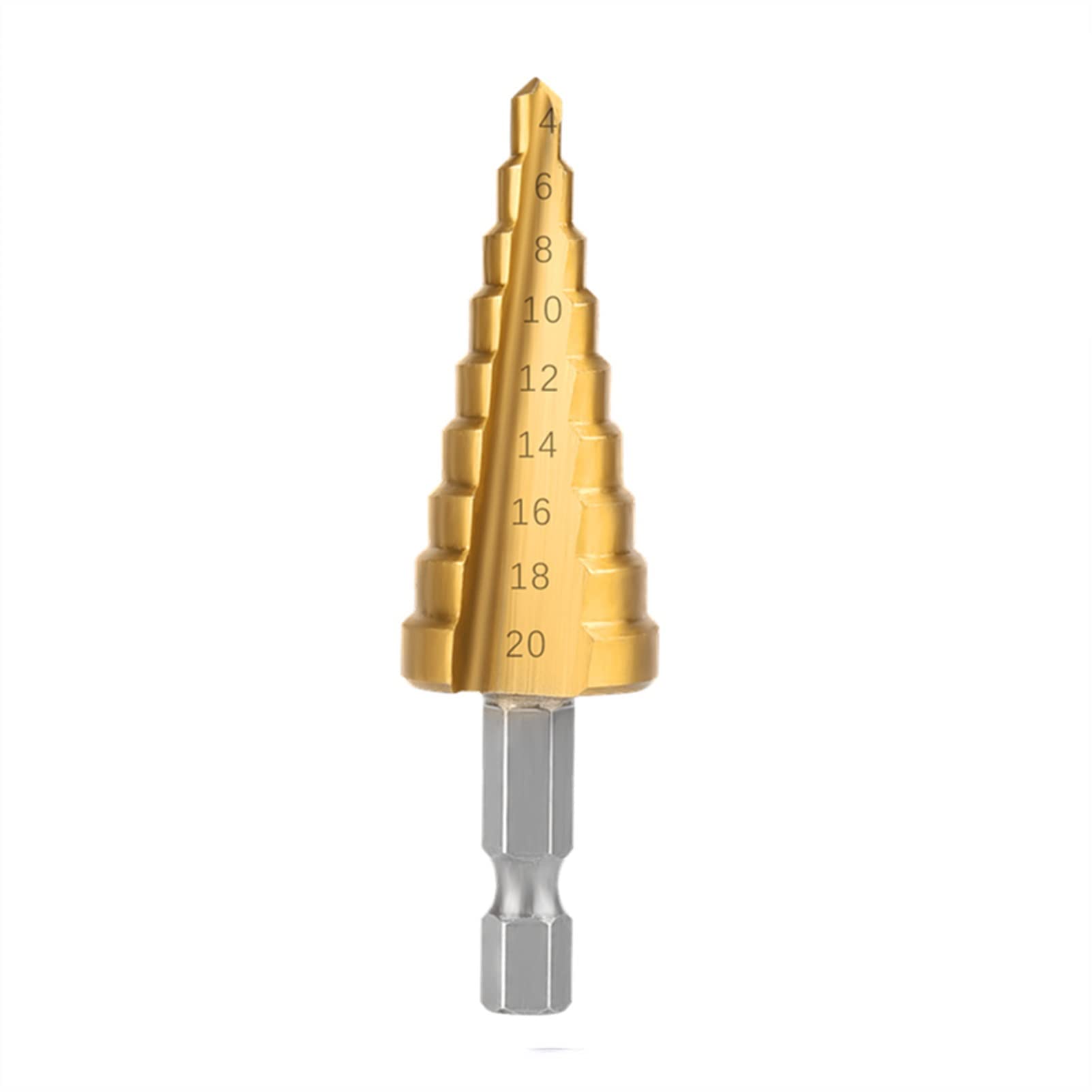 Titanium Coated HSS Step Drill Bit Set - High Speed Steel Cone Drill Bit for Metal, Wood, Plastic - Power Tool Accessories (4-20mm, 1pc) - Perfect for DIY Projects, Home Repairs & Professional Metalworking
