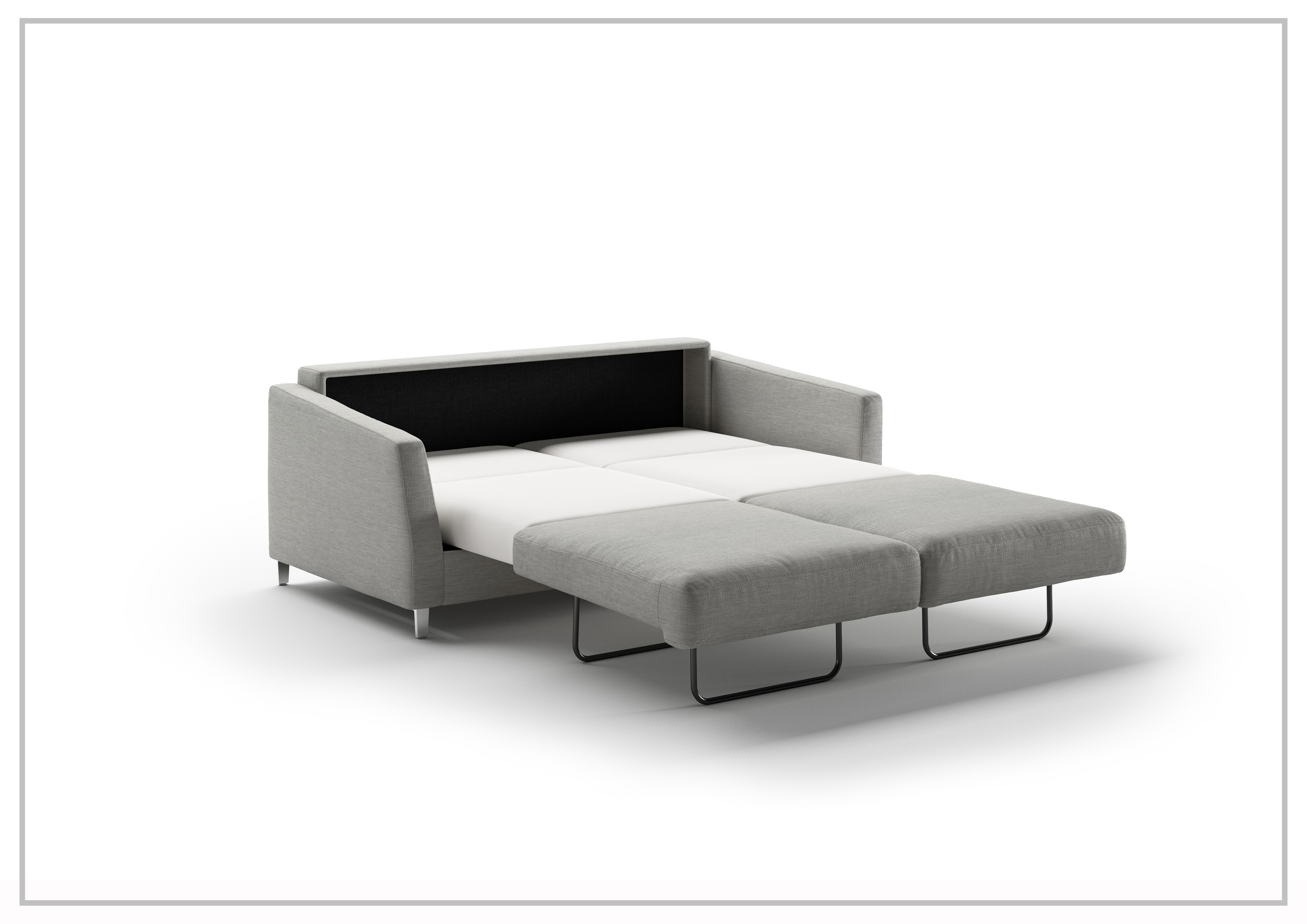 Luonto Monika Fabric Queen Sleeper Sofa with Wood or Chrome Legs - Convertible Sofa Bed for Small Spaces, Guest Rooms & Apartments