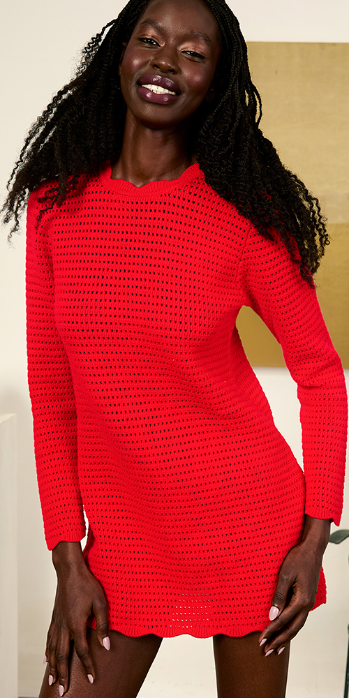 Elegant Faro Crochet Dress in Red - Boho Chic Summer Maxi Dress for Beach, Vacation & Casual Outings