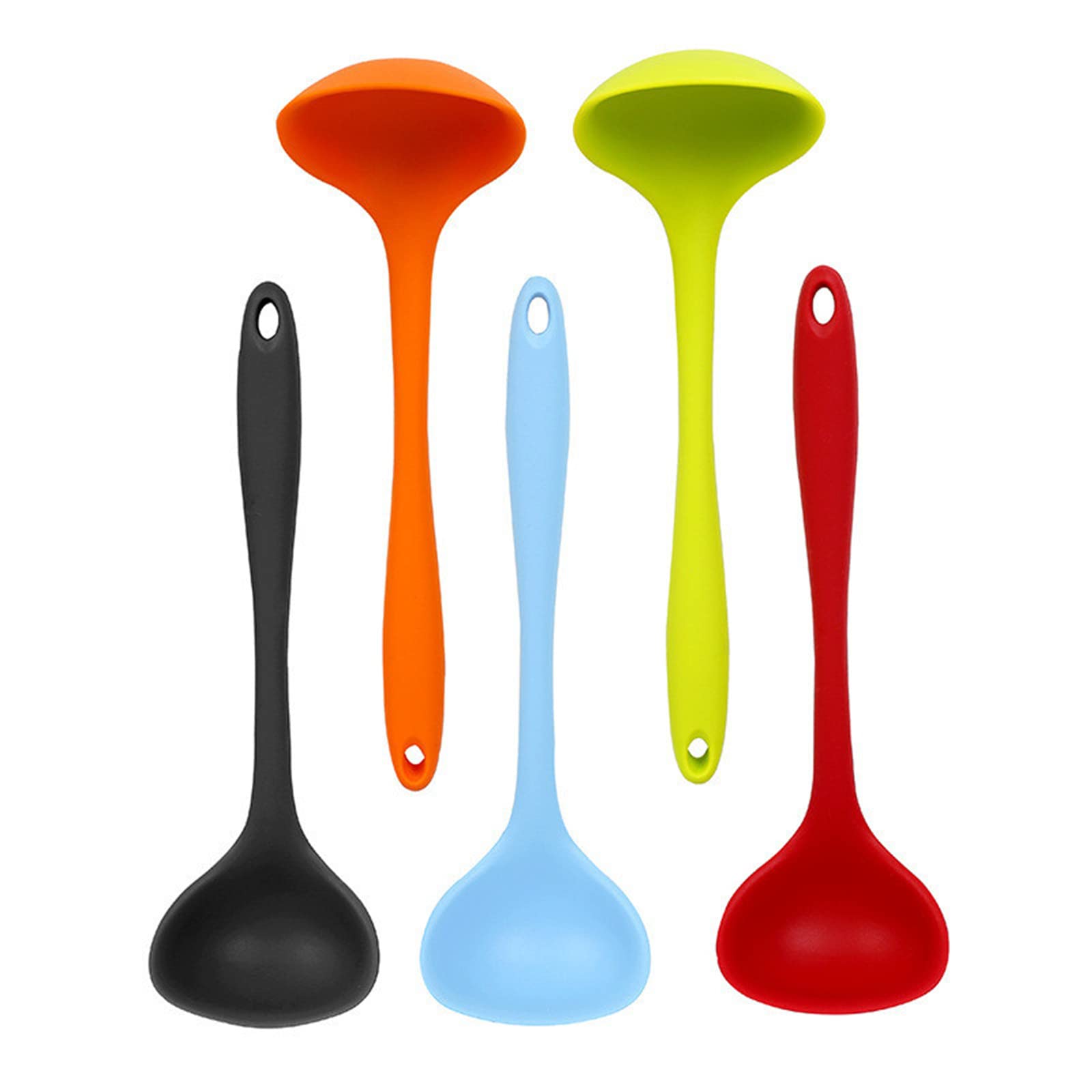5-Piece Silicone Ladle Spoon Set - Nonstick & Seamless Kitchen Soup Ladles for Cooking, Serving - 7.87 Inch Heat-Resistant Utensils - Perfect for Home Kitchens, Restaurants & Catering Services