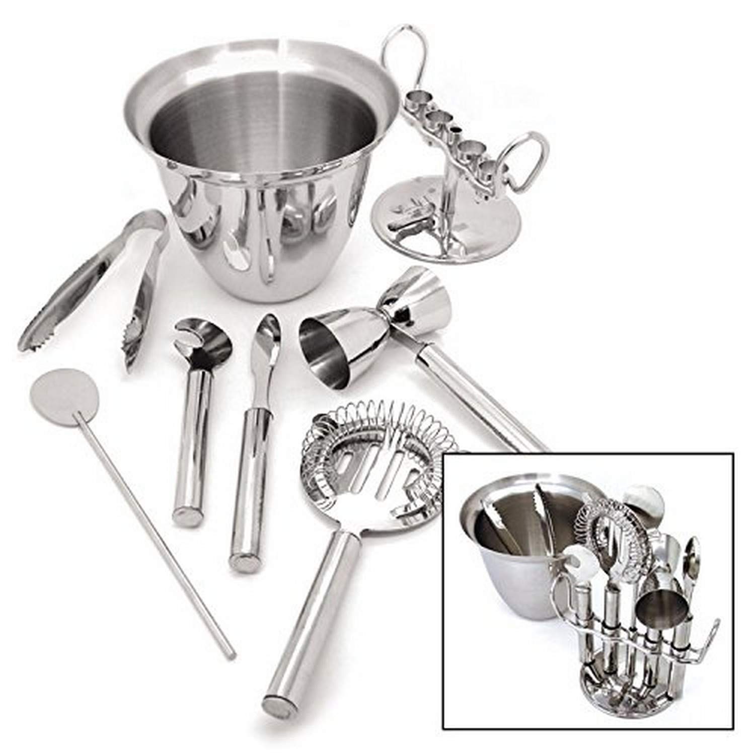 Premium 8-Piece Stainless Steel Home Bar Set - Cocktail Shaker, Jigger, Strainer & More - Perfect for Mixing Drinks, Entertaining Guests & Home Bartending