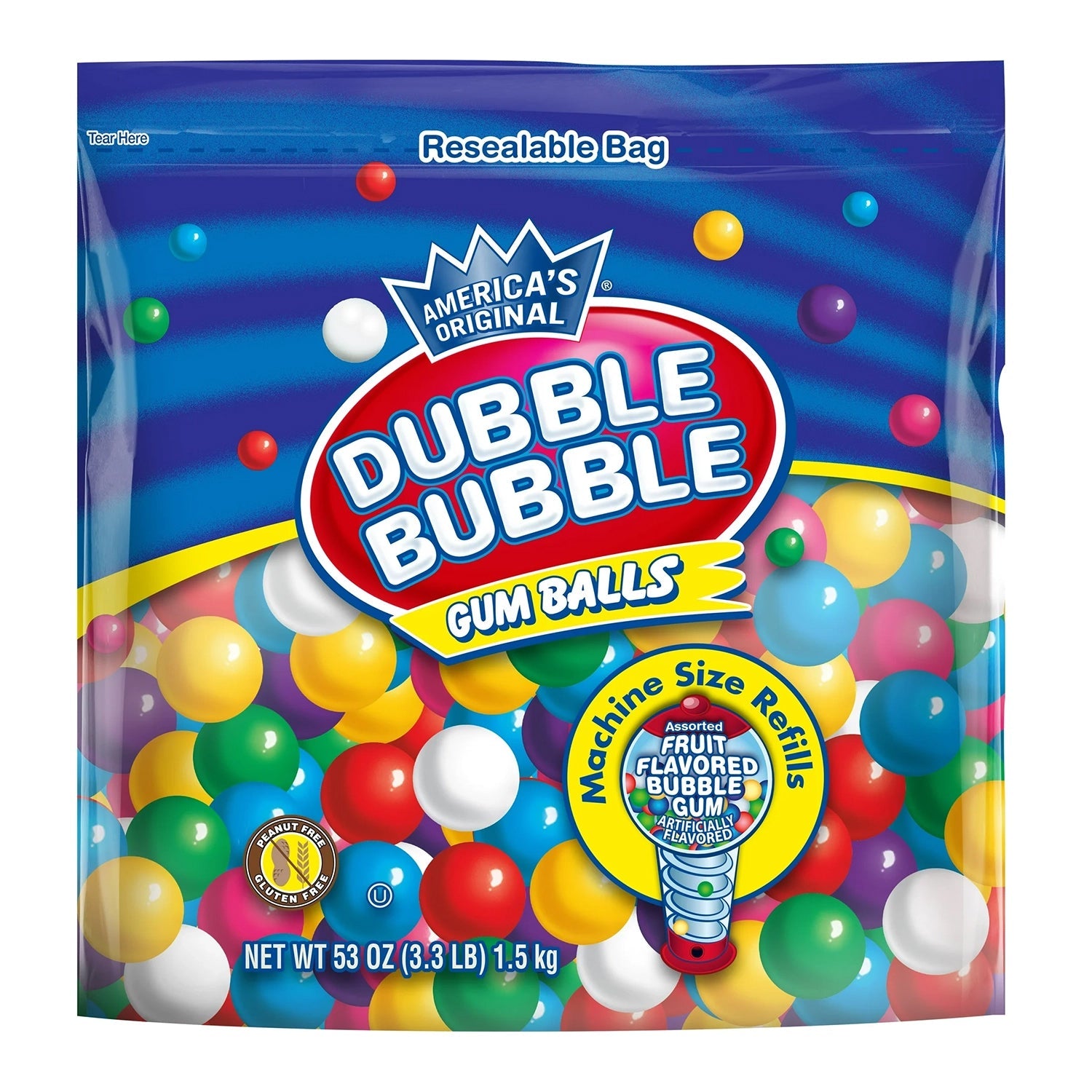 Dubble Bubble Assorted Flavors Bubble Gum - 53oz Resealable Bag for Parties, Gifts & On-the-Go Snacking
