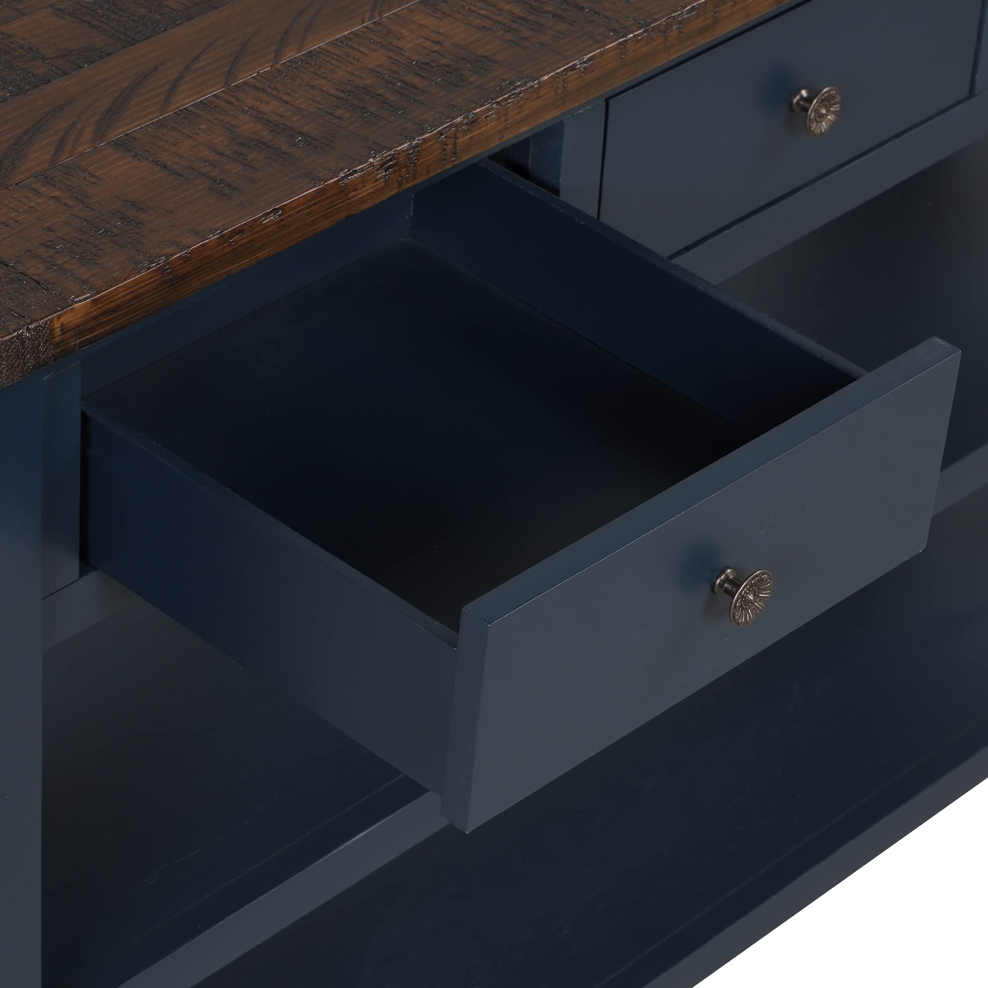 Solid Wood Console Table with Storage Drawers & Bottom Shelf - 48.8