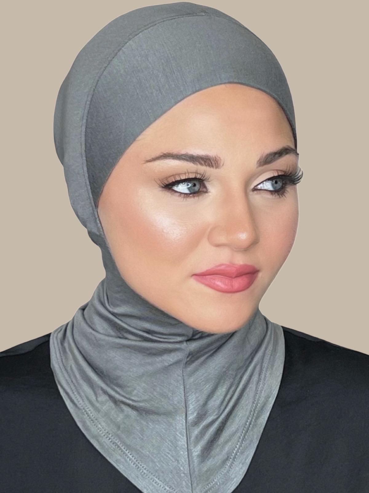 Premium Jersey Full Coverage Under Scarf - Soft & Comfortable Head Wrap for Women - Charcoal Grey - Perfect for Hijab, Workout, and Everyday Wear