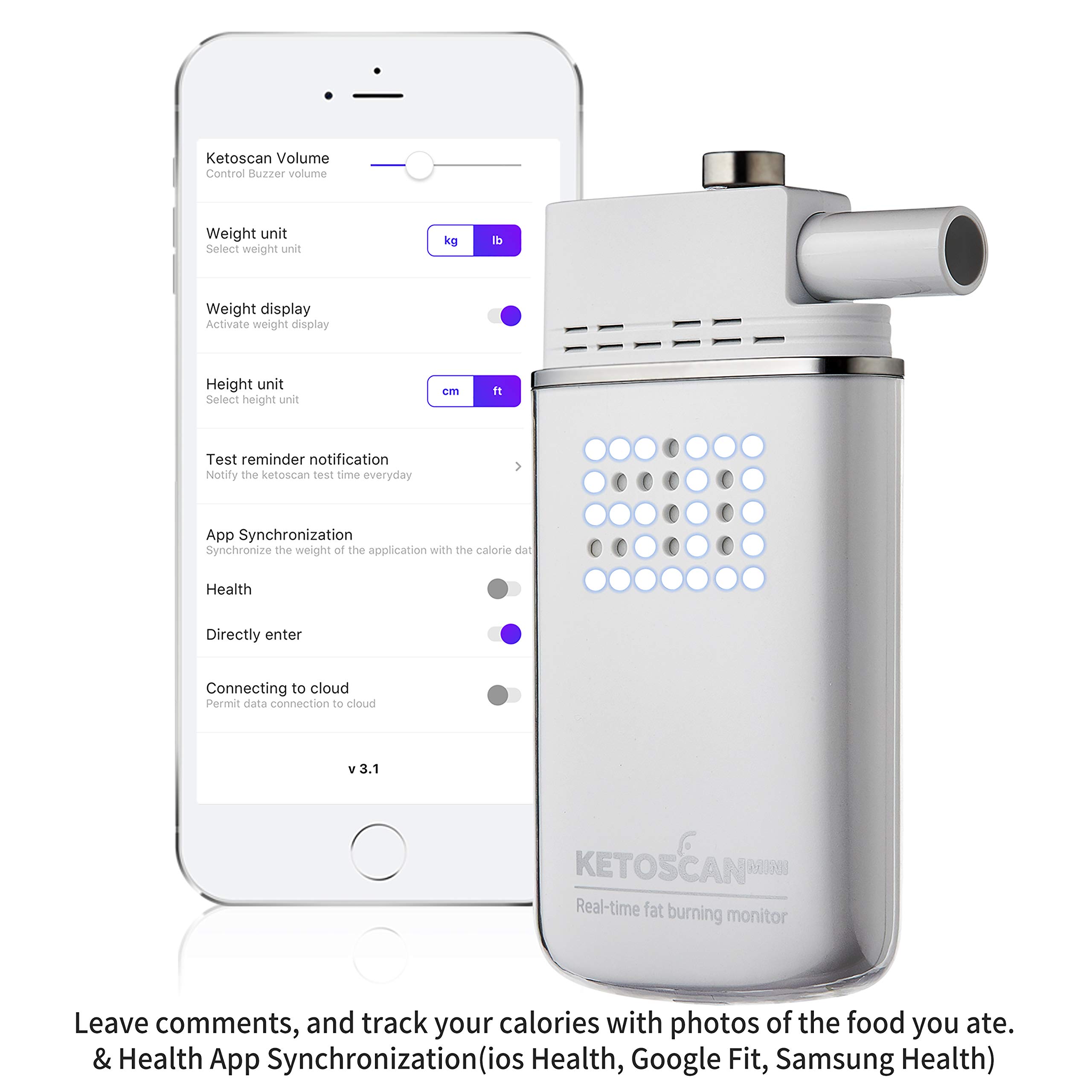 KETOSCAN Mini Breath Ketone Analyzer - Portable Ketosis & Fat Burning Monitor for Weight Loss, Keto Diet & Fitness Tracking | Home & Gym Use