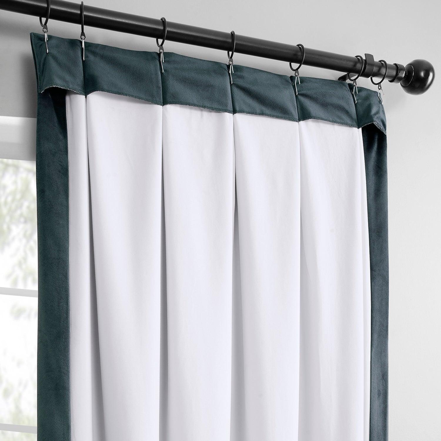 Premium London Blue French Pleat Heritage Plush Velvet Blackout Curtains - Thermal Insulated Room Darkening Drapes for Bedroom, Living Room & Home Theater
