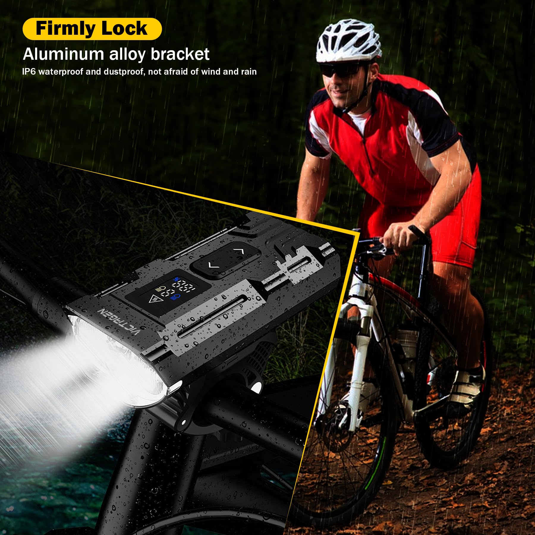 Victagen 9000 Lumens Super Bright Bike Headlight - High & Low Beam USB Rechargeable Waterproof MTB Bicycle Light for Night Riding, Cycling, Commuting & Outdoor Adventures