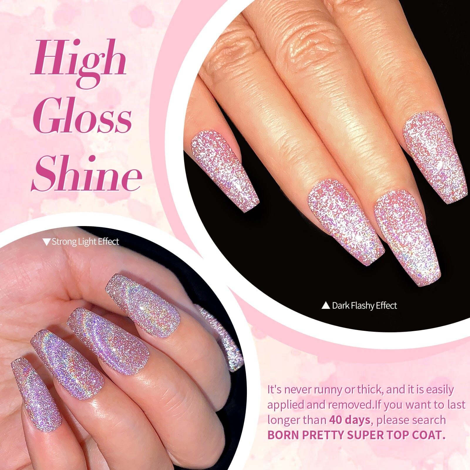 Pink Reflective Cat Magnetic Gel Nail Polish 15ml - Long Lasting UV LED Nail Art for Manicure & Pedicure - Perfect for Parties, Holidays & Special Occasions