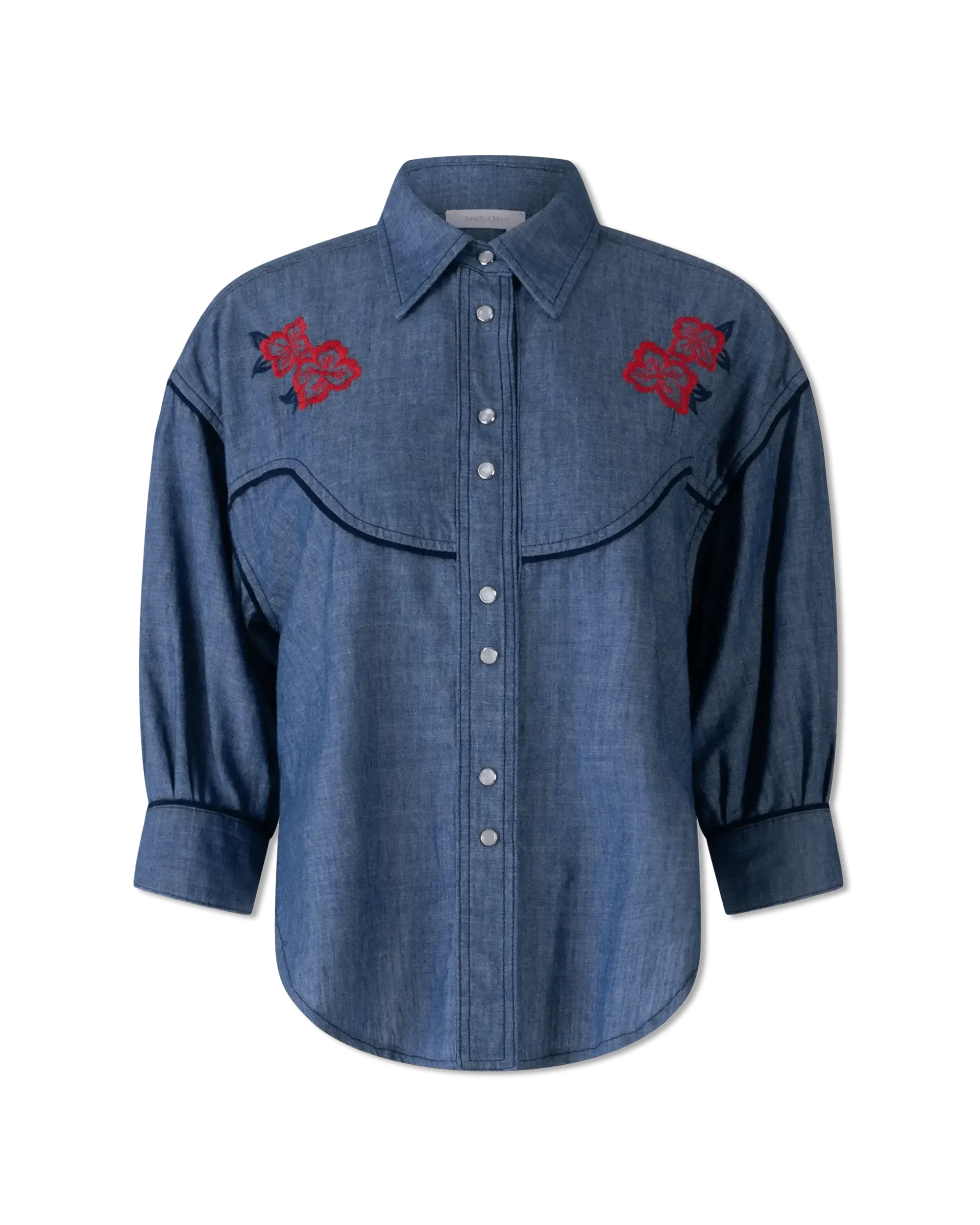 Stylish Embroidered Denim Shirt for Men & Women | Vintage Wash Cotton Button-Up Top | Casual Wear, Street Fashion & Outdoor Activities