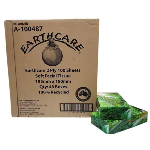 Earthcare 2-Ply Facial Tissues - 48 Boxes (100% Recycled Paper) | Soft & Eco-Friendly Tissues for Home, Office & Travel Use