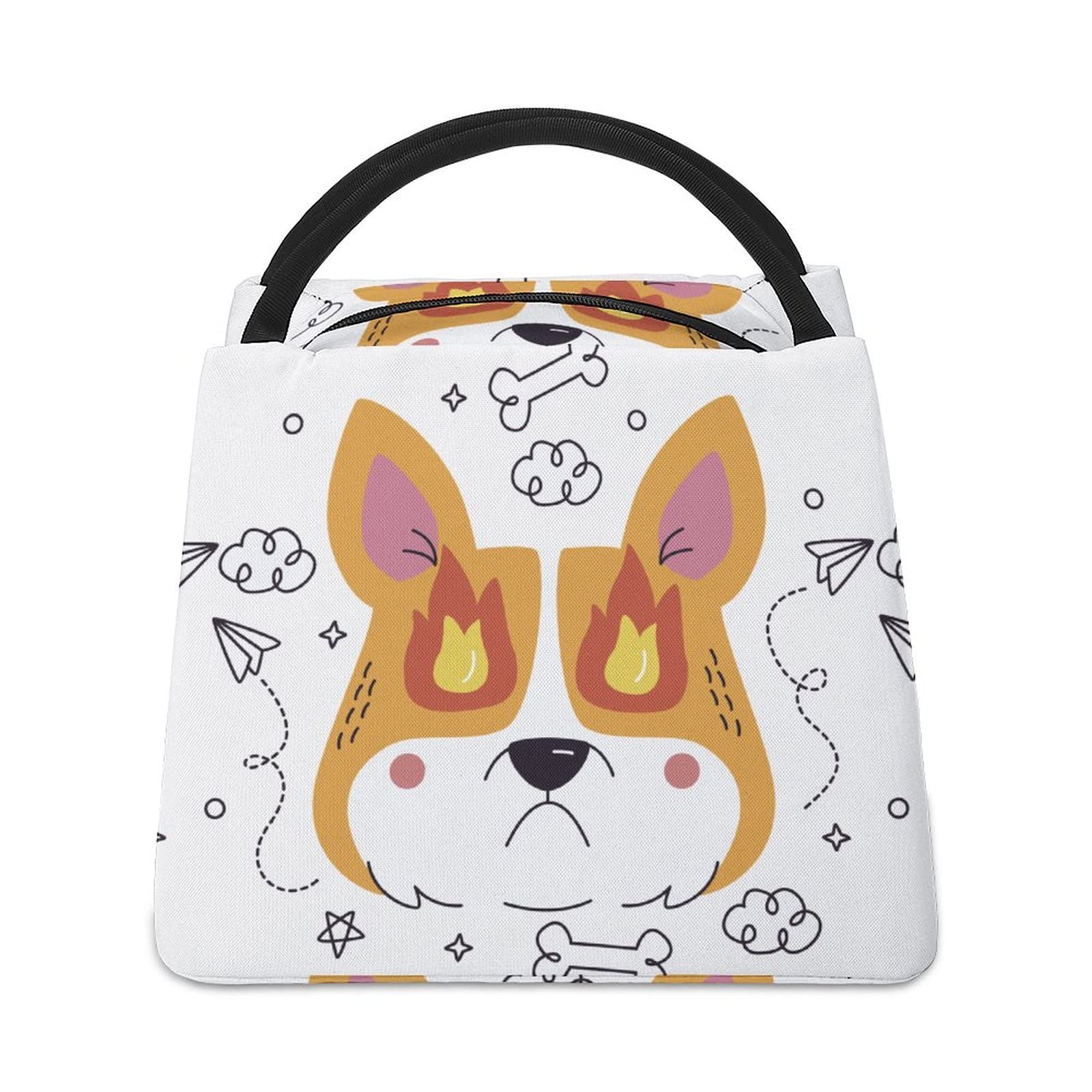 Portable Insulated Lunch Bag for Women - Reusable Thermal Meal Tote with Aluminum Foil Lining for Camping, Hiking, Work & School - Cute Dog Pattern Design