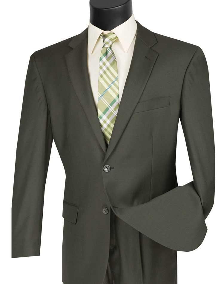 Men's Classic Fit Two-Piece Suit in Solid Olive Green | Business Formal Attire for Office, Weddings & Special Occasions