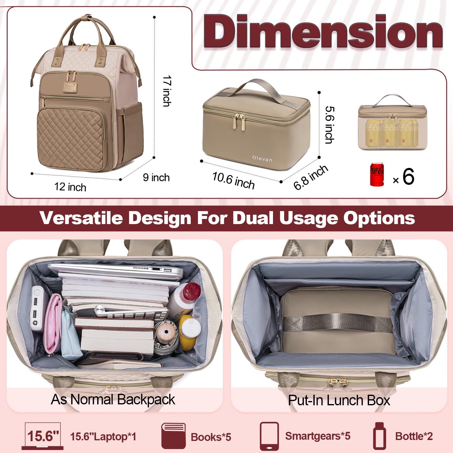 Insulated Lunch Backpack for Women - 15.6 Inch Laptop Backpack with Cooler Compartment, Work & Travel Backpack for Teachers, Nurses & Professionals | Perfect for Office, Commuting & Outdoor Activities