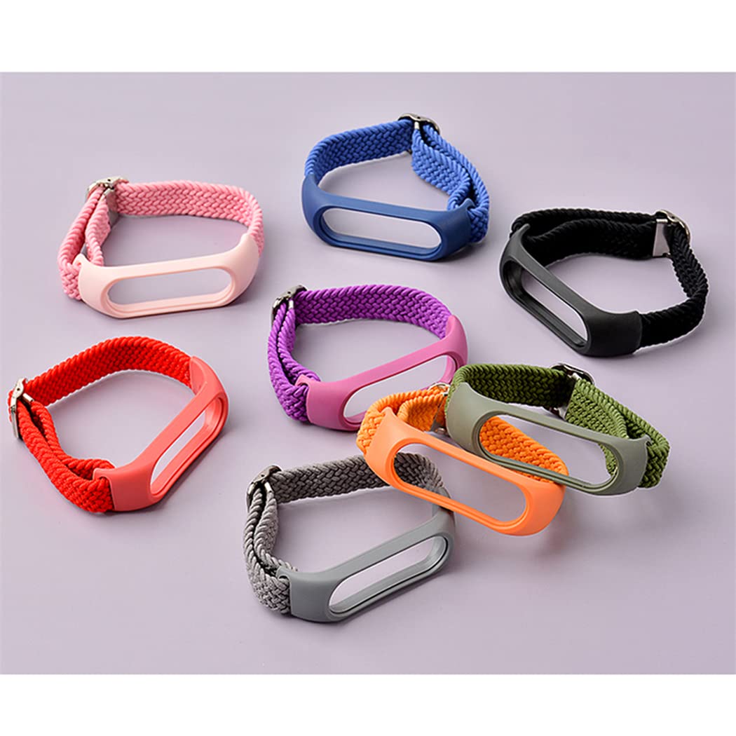 Braided Solo Loop Adjustable Nylon Strap for Xiaomi Mi Band 6/5/4/3 - Stretchable Sport Band for Fitness, Running & Daily Wear
