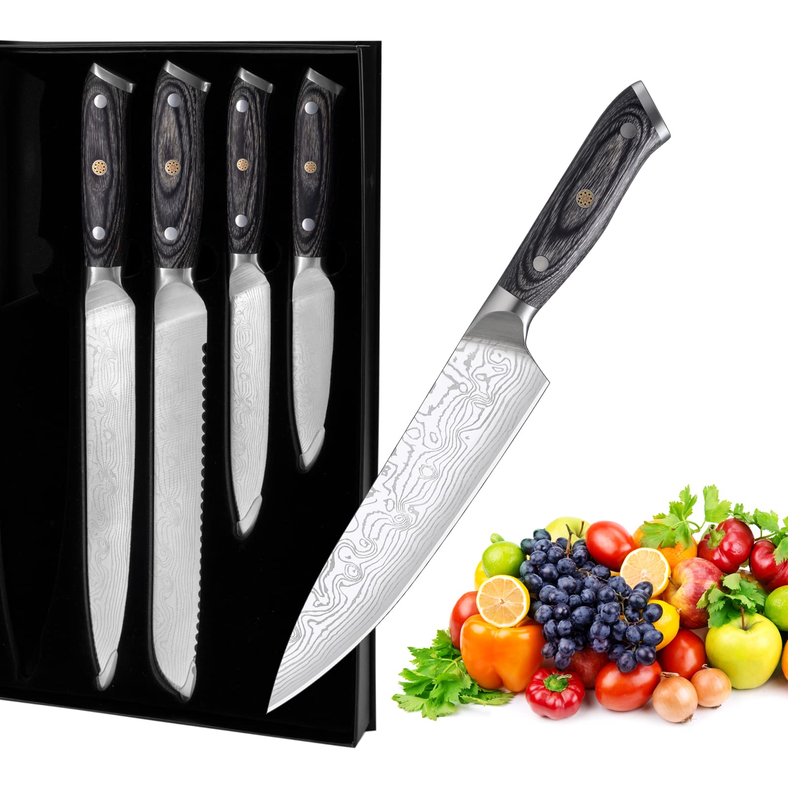 Karcu Professional 5-Piece German Steel Chef Knife Set with Storage Box - Sharp Kitchen Knives for Cooking, Slicing, Dicing - Perfect for Home Chefs & Professional Kitchens