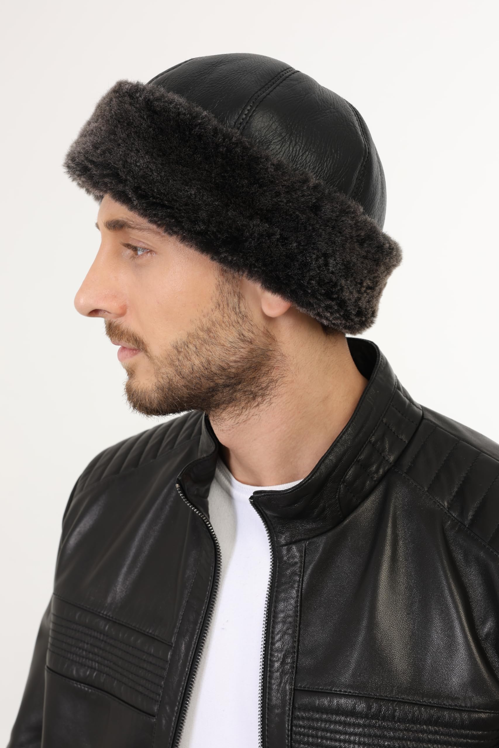 Unisex Shearling Sheepskin Winter Fur Beanie Hat - Warm & Cozy for Men & Women - Perfect for Skiing, Snowboarding & Cold Weather Activities