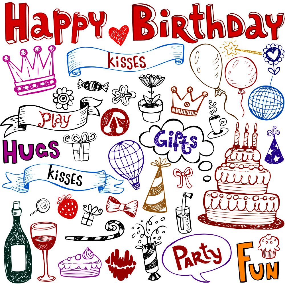 Happy Birthday Clear Stamps Set (7x7 inches) - FLONZ Craft Stamps for DIY Greeting Cards, Scrapbooking & Party Invitations