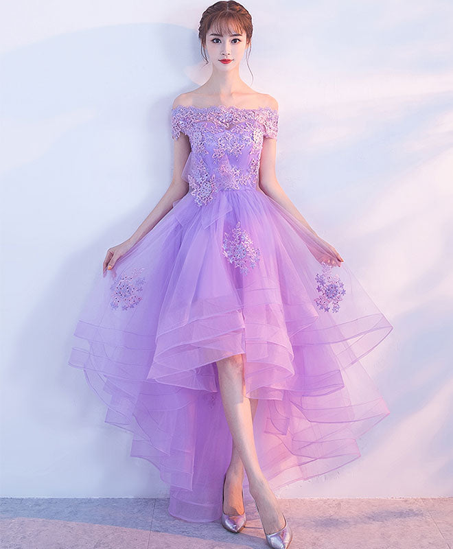 Elegant Purple Tulle Lace Applique Prom Dress | Formal Homecoming Gown for Women | Perfect for Dances, Parties & Special Occasions