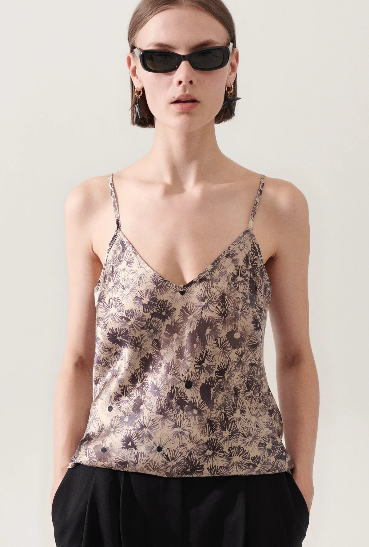 Bias Cut Cami Top - Floral Print Women's Tank Top | Perfect for Summer Outfits, Layering & Casual Wear