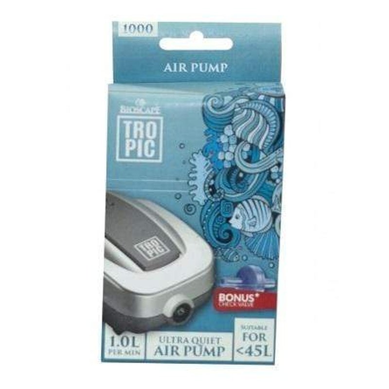 Bioscape Tropic Air Pump 1000 - Single Outlet Aquarium Air Pump for Fish Tank (10-45L) - Perfect for Freshwater & Saltwater Aquariums, Hydroponics, and Pond Aeration