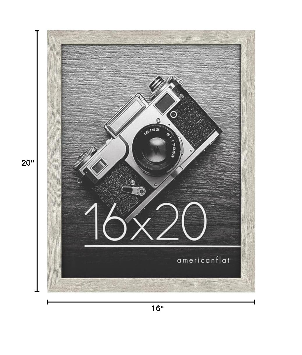 Americanflat 16x20 Wood Picture Frame with Plexiglass - Vertical/Horizontal Wall Display for Home & Office