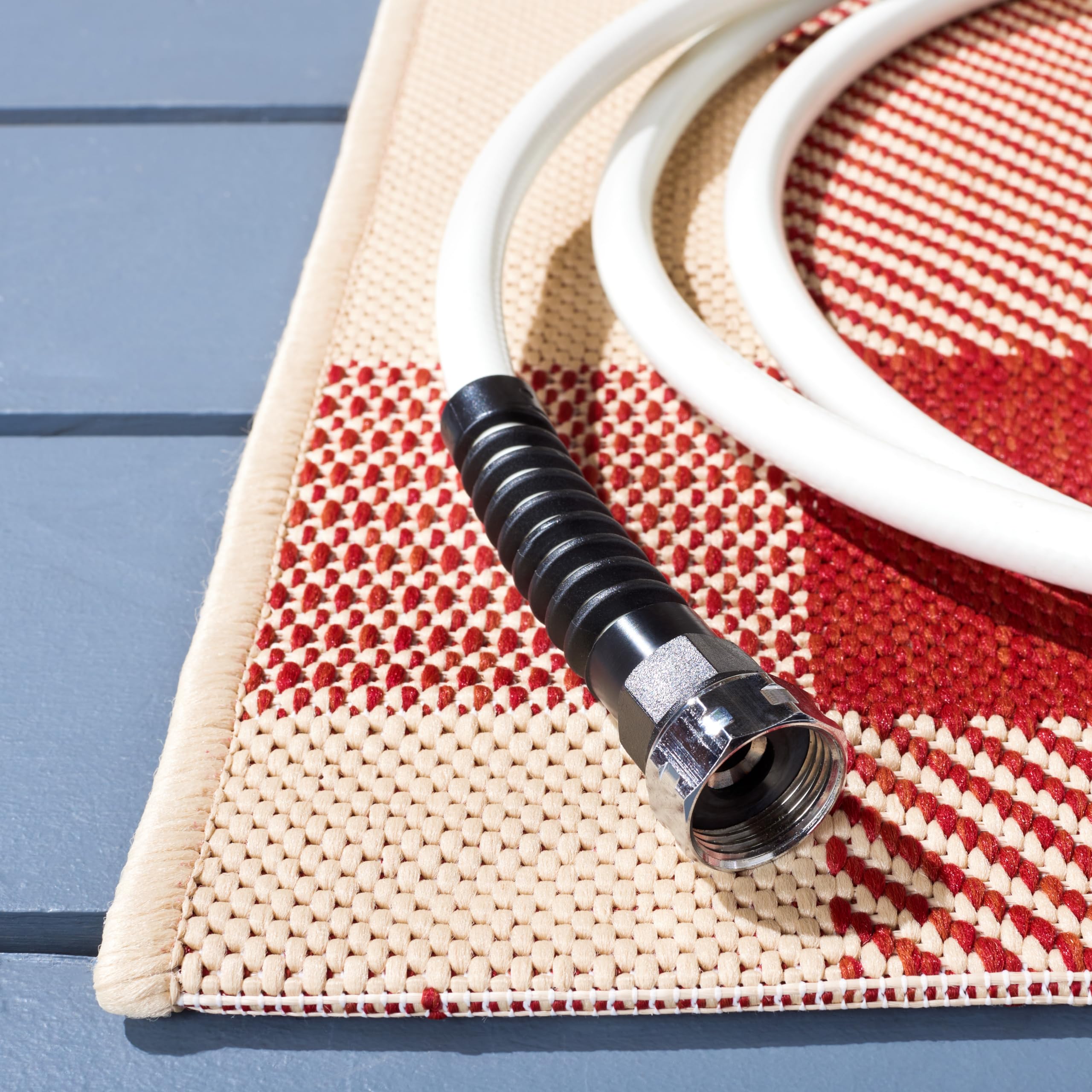 SAFAVIEH Courtyard Collection 8' x 11' Red/Bone CY6201 Plaid Indoor Outdoor Rug - Perfect for Patio, Backyard, Mudroom & High Traffic Areas
