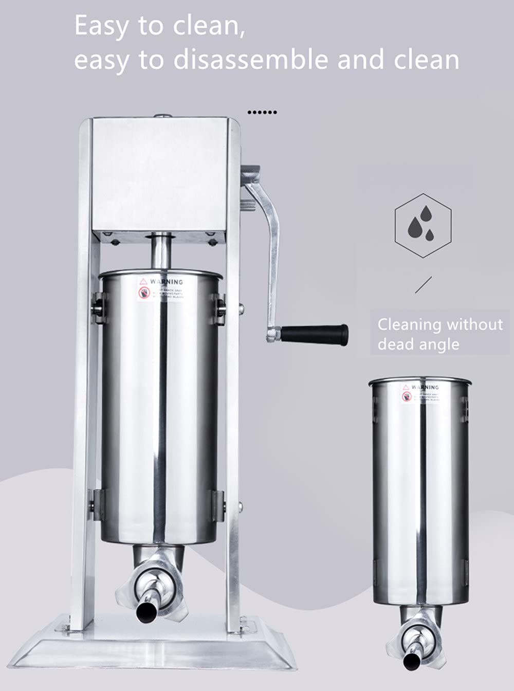 Stainless Steel Manual Sausage Stuffer - Vertical Meat Filler Machine for Homemade Salami & Sausages with Professional Nozzles - Perfect for Kitchen, BBQ Parties & DIY Charcuterie
