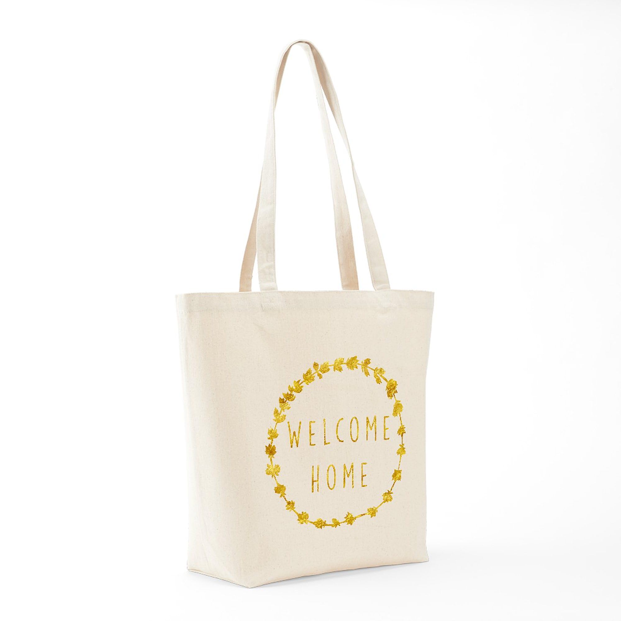 Welcome Home Tote Bag - Natural Canvas Reusable Shopping Bag for Groceries, Beach & Everyday Use | Eco-Friendly Cotton Tote | Personalized Gift Idea