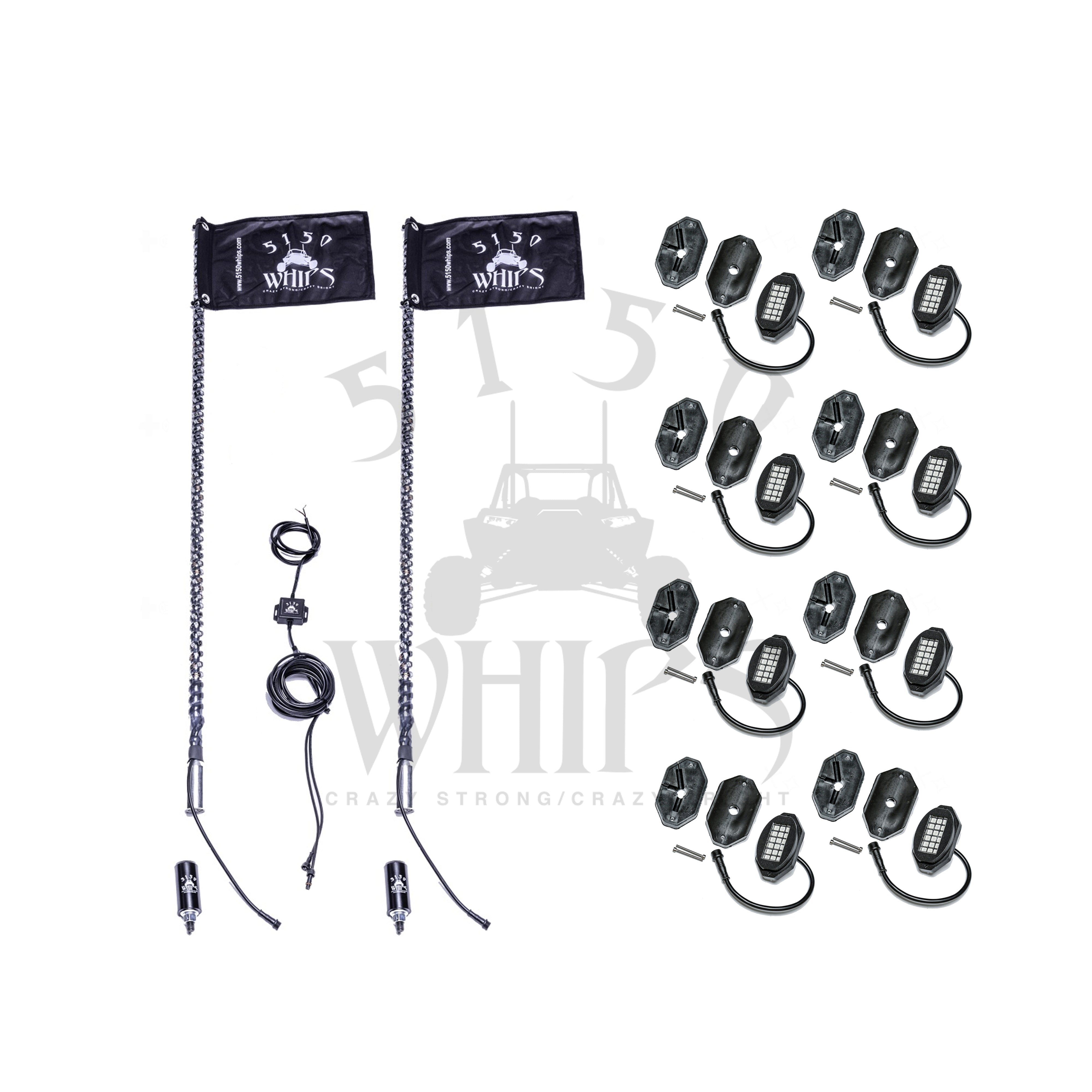 187 Whips and Rock Light Combo Kit - LED Off-Road Lighting for Trucks & ATVs - Perfect for Night Off-Roading, Camping & Emergency Use