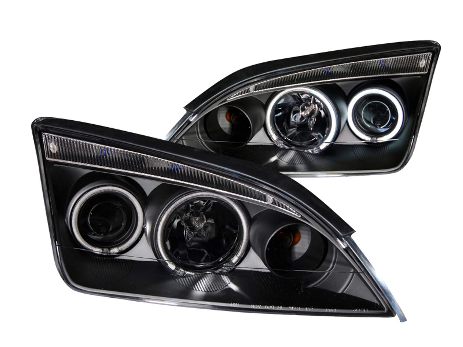Anzo USA 121198 Ford Focus Black Clear Projector Headlights with LED Halos - Complete Pair Replacement for Enhanced Night Driving & Style Upgrade