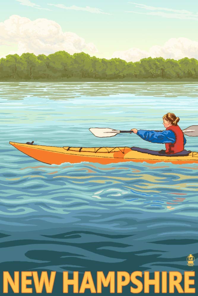 Lantern Press New Hampshire Kayak Scene Wall Art - 16x24 Wrapped Canvas Print for Home & Office Decor - Perfect for Living Room, Bedroom or Cabin Wall Decoration