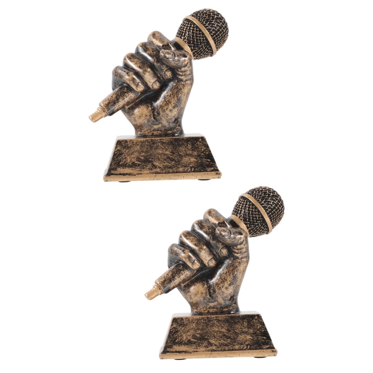 WOONEKY 2-Pack Mini Microphone Music Award Trophies - Resin Karaoke Singing Trophy for Party Decorations, Music Competitions & Performance Awards